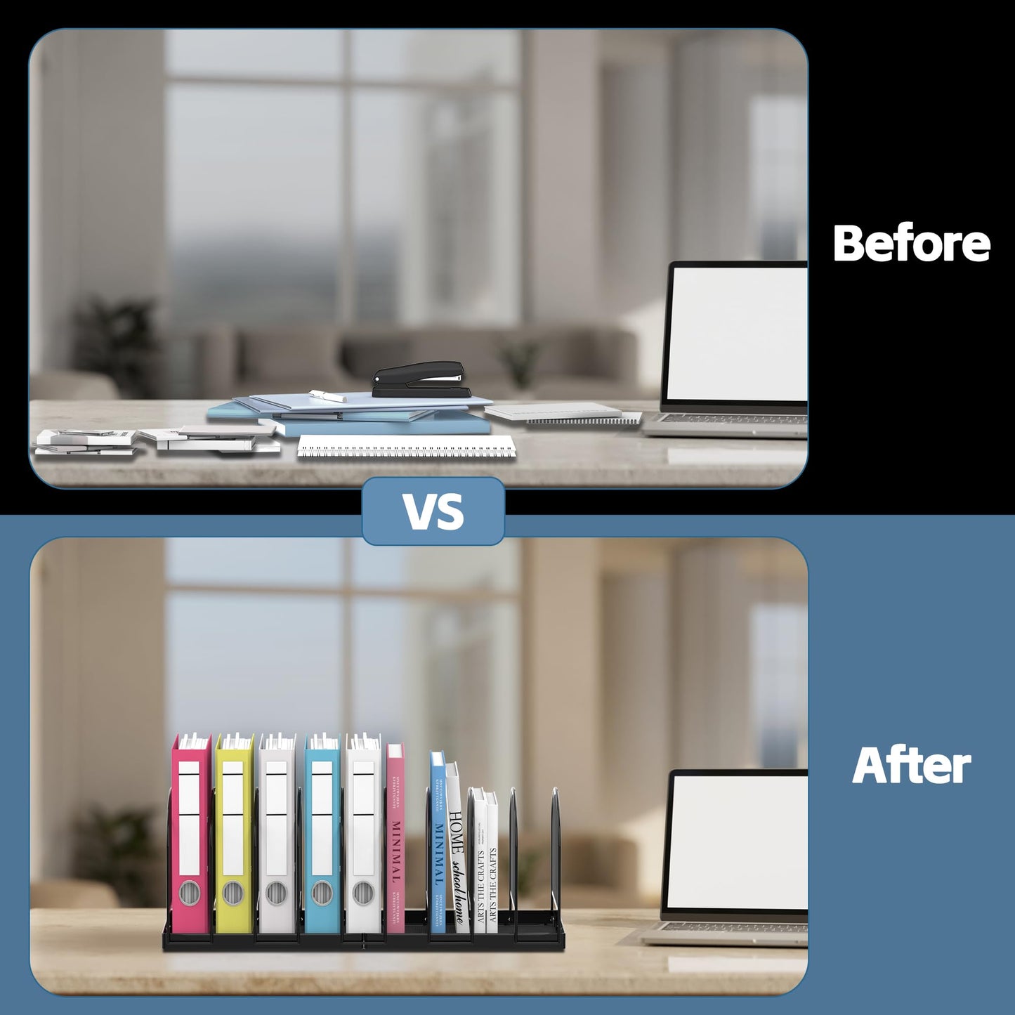 SUPEASY File Organizer for Desk, 9-Section Mesh Desk Organizer, Vertical File Holder Desktop Organizer File Sorter, File Folder Holder for Office Supplies