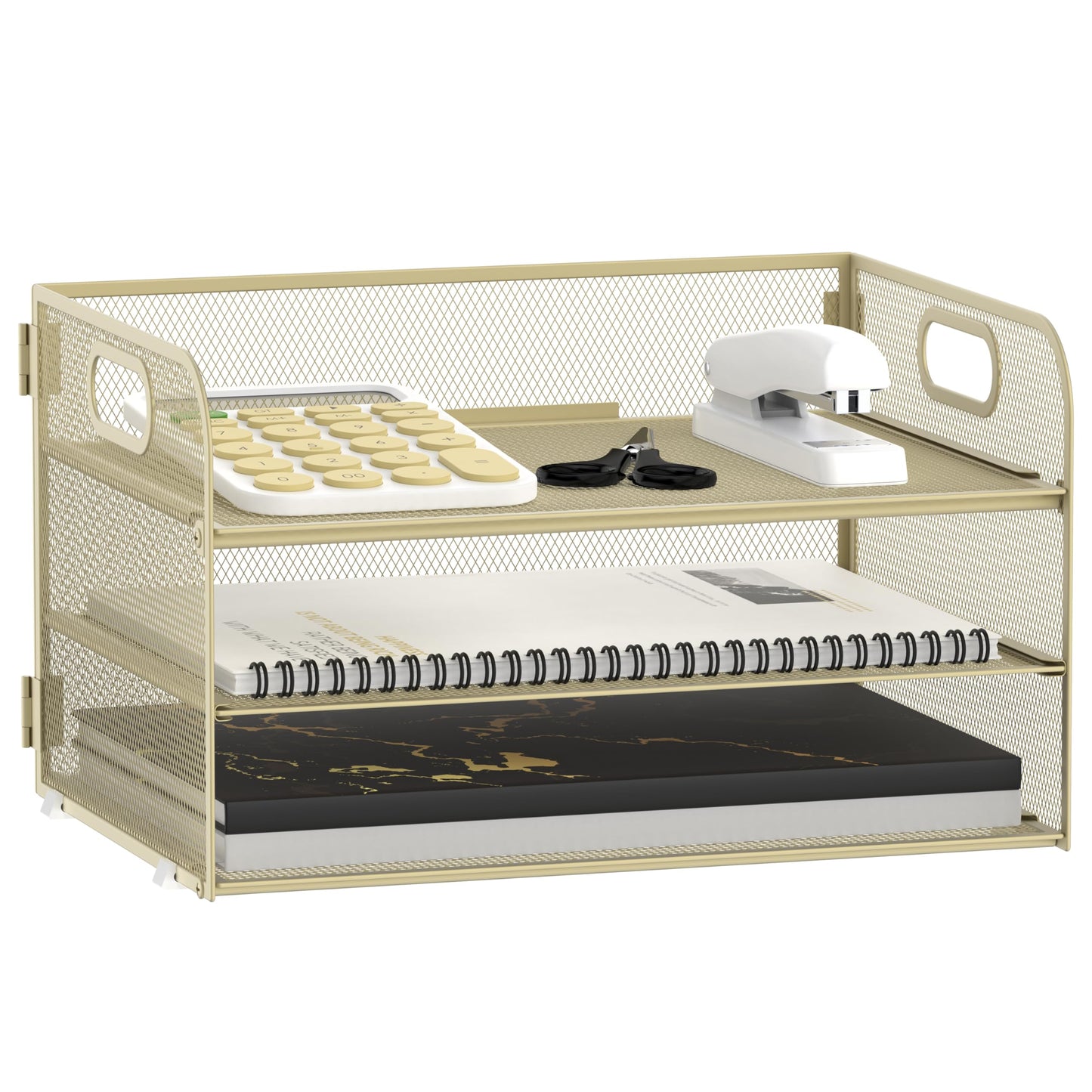 SUPEASY 3-Tier Mesh Paper Organizer with Handle - Letter Tray, File Organizer for A9 Folders