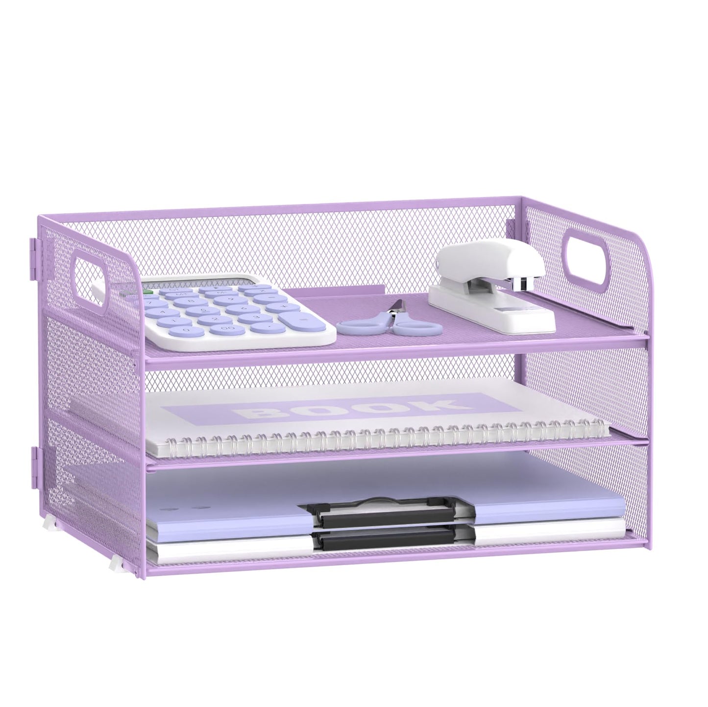 SUPEASY 3-Tier Mesh Paper Organizer with Handle - Letter Tray, File Organizer for A9 Folders