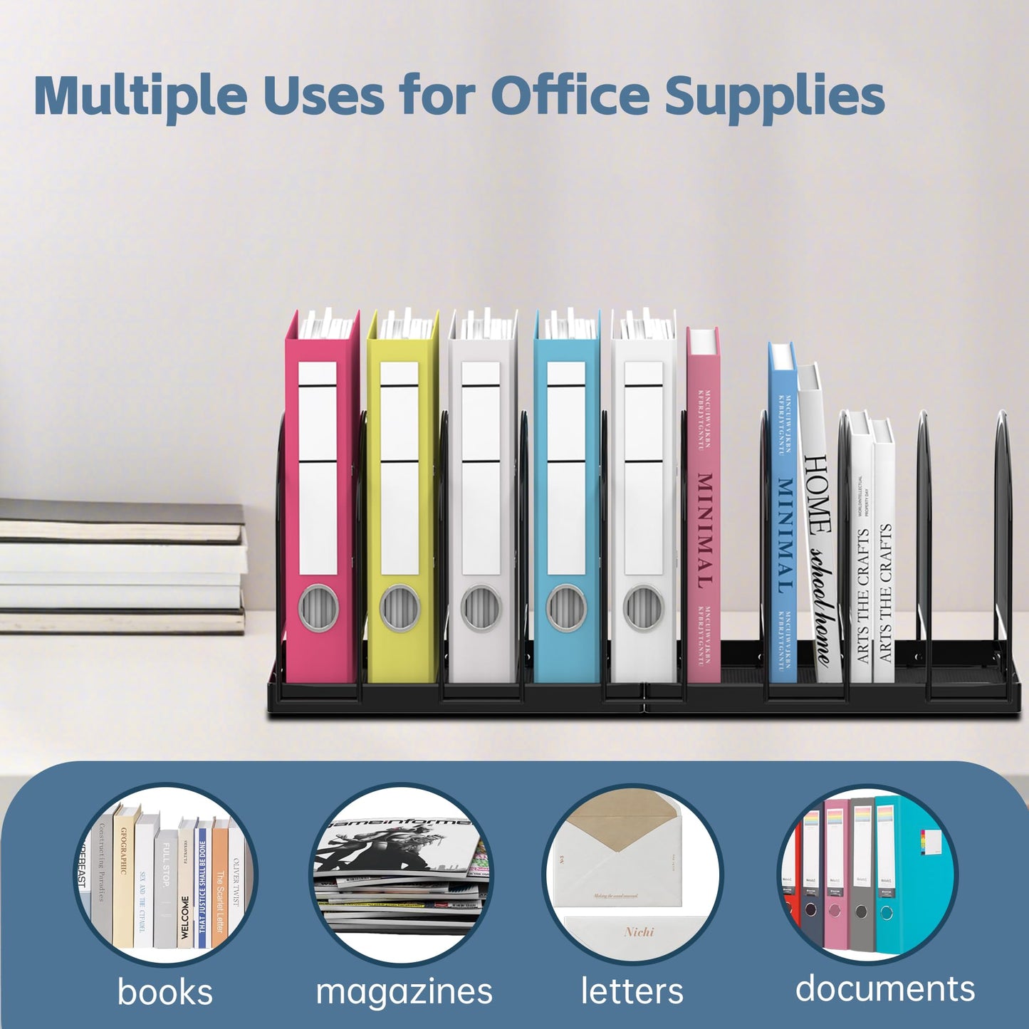 SUPEASY File Organizer for Desk, 9-Section Mesh Desk Organizer, Vertical File Holder Desktop Organizer File Sorter, File Folder Holder for Office Supplies